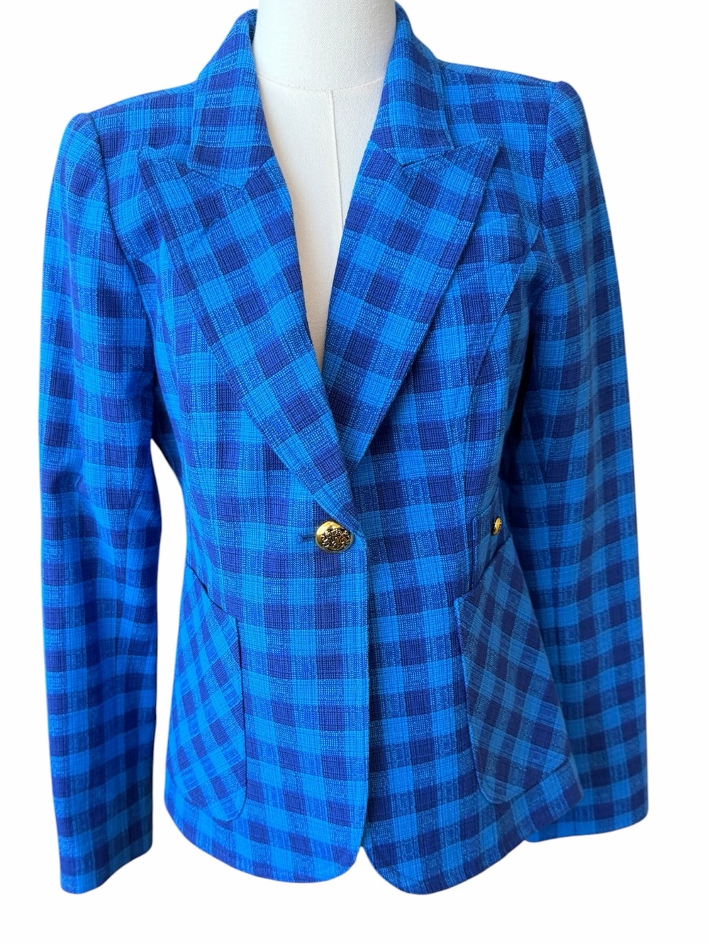S SMYTHE Check Leather Detail Cotton Blend Jacket